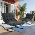 thumbnail image 2 of Outdoor Rocking Chair, Indoor Oversized Comfy Reading Chairs Set with Cushion, Patio Rocker Recliner Chair, Grey, 2 of 10