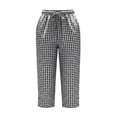 thumbnail image 5 of Axiiglly Capri Pants for Women 2026 Plaid Drawstring Elastic Waist Cropped Pants with Pockets, S-3XL, 5 of 6