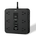 thumbnail image 1 of 1 Regleta Multicontacto Extension Usb, Con 12 Salidas Ca Y 3 Puertos Usb Lab.G, Negro, 1 of 5