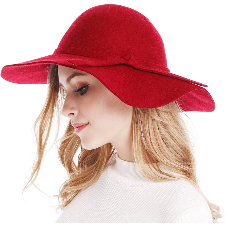 Foldable Wide Brim Felt Bowler Fedora Floppy Wool Hat Vintage Foldable Wide Brim Floppy Hat for Women Warm Wool  main image 4