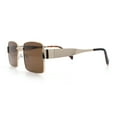 thumbnail image 6 of Hipster Rectangle Y2K Hustler Metal Rim Retro Fashion Sunglasses Gold - Brown, 6 of 7