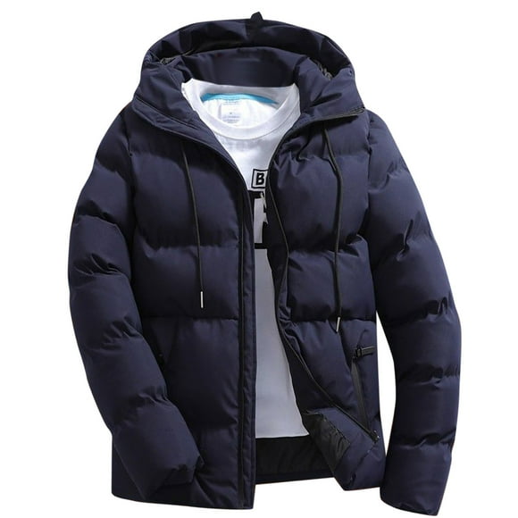 2025 Men's Parkas Men Autumn and Winter Men's Jackets for Winter Solid Zipper Hooded Loose Jacket Plus Size Outdoor Cotton Coat Top Men's Winter