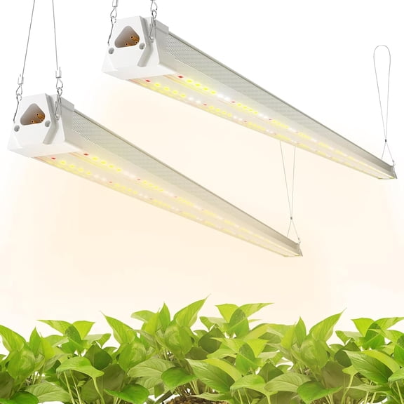 2 Pack 4FT LED Grow Light, 40W (250W Equivalent), Full Spectrum Sunlight Growing Lamp Fixture, Linkable Hanging Plant Light for Hydroponic Indoor Plants Seeding, Plug-in with On/Off Switch