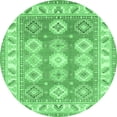 thumbnail image 1 of Ahgly Company Indoor Round Geometric Emerald Green Traditional Area Rugs, 3' Round, 1 of 4