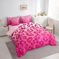 thumbnail image 3 of Feelyou Pink Cheetah Print Twin Bedding Sets 7pcs, Glitter Polkadots Women Comforter Set, 3 of 8