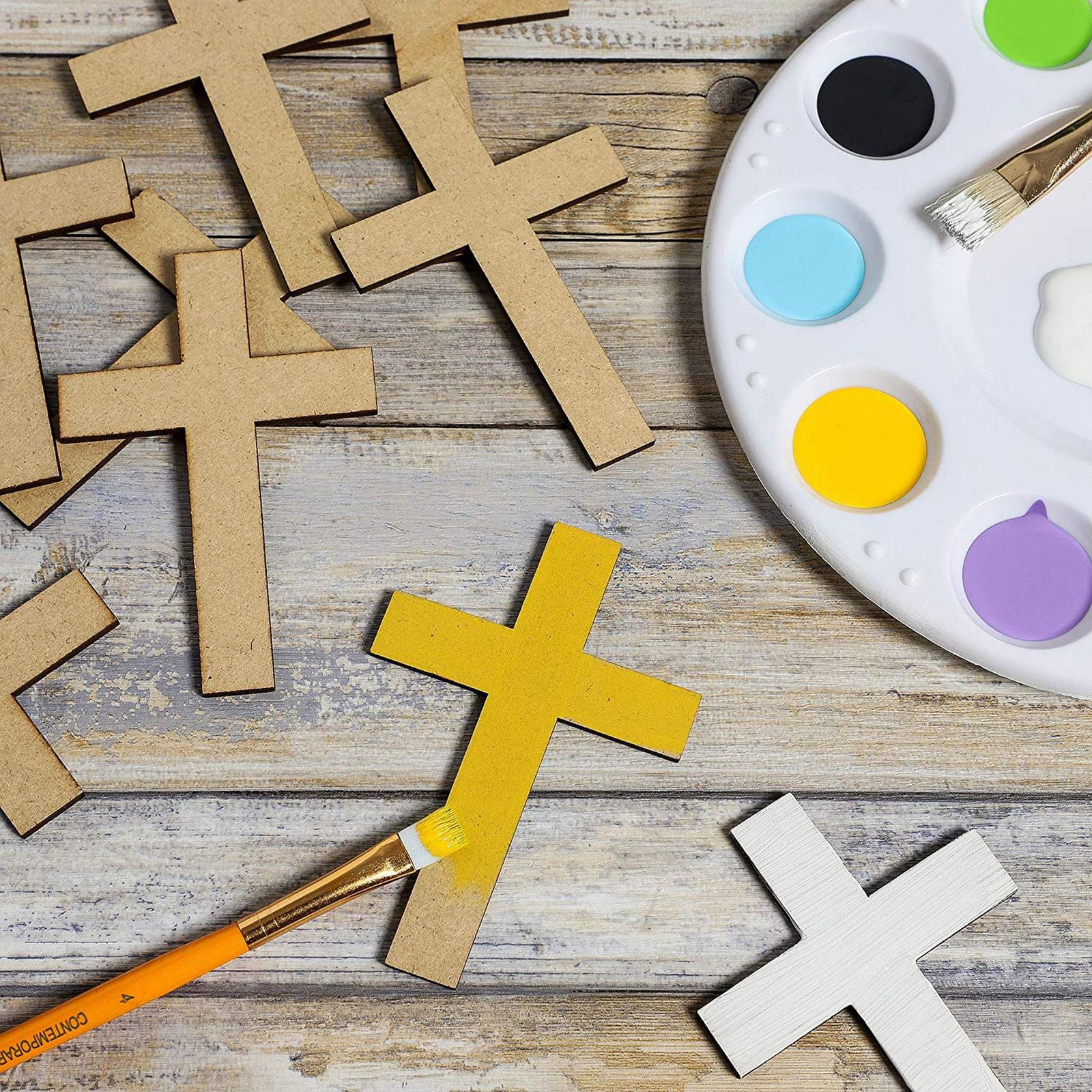 Bright Creations 100-Pack Unfinished MDF Wood Cross Cutouts for DIY Crafts Painting 2.5 x 3.5 Inches