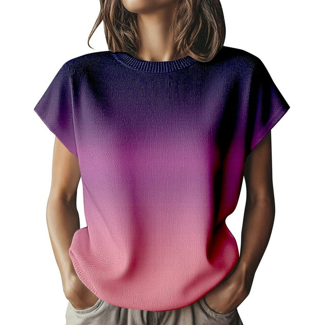 T-Shirt à Manches Courtes pour Femmes Seductiva Rabais de 50 % Liquidation Haut Tricoté à Manches Courtes pour Femmes Blouse à Col Rond Douce et Extensible T-Shirt Décontracté Polyvalent pour Usage Quotidien