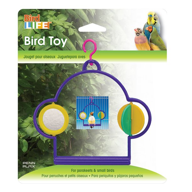 PennPlax Bird Swing with Mirror and Spinner Toy Plastic Multicolor