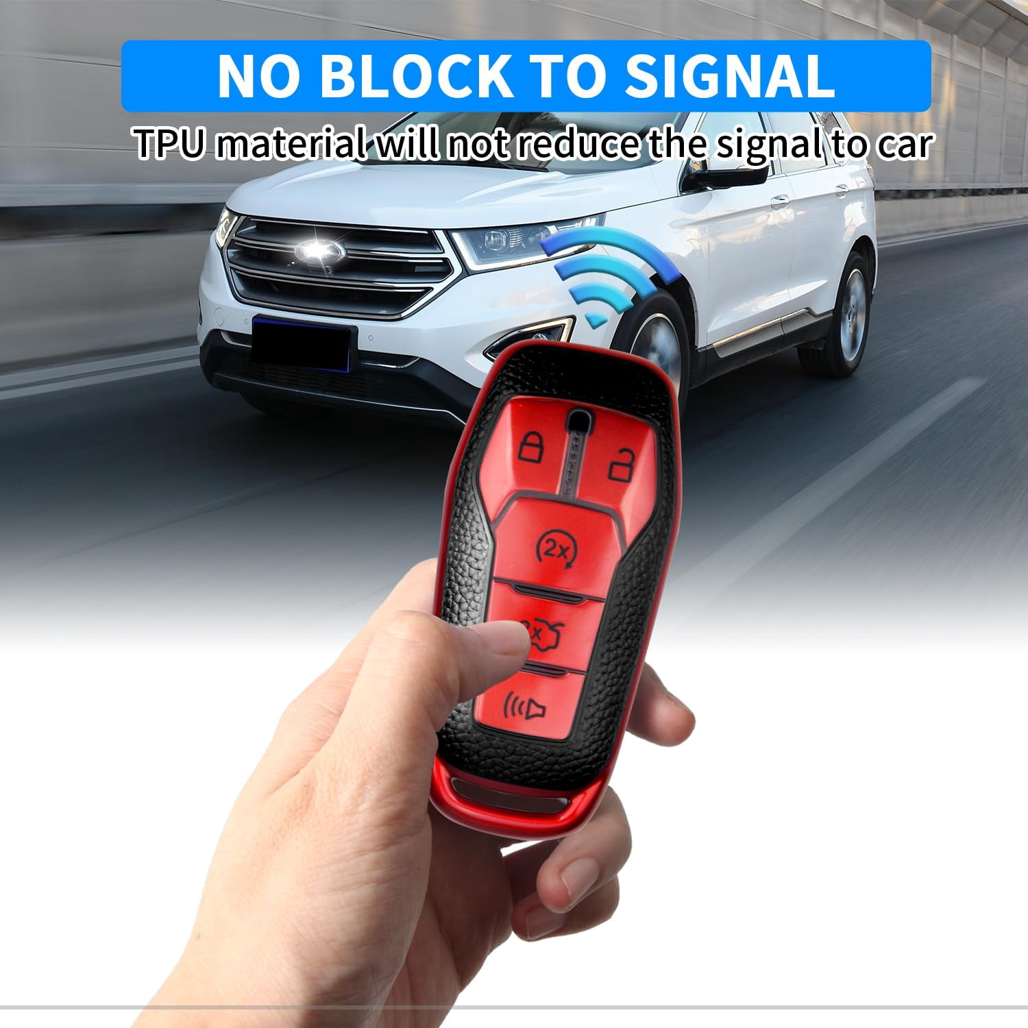 For Ford Key Fob Cover with Keychain, Shell Compatible with Ford Explorer, F150, Lincoln MKC, MKX, MKZ, Fusion, Mustang, Edge Remote Vehicle Accessories