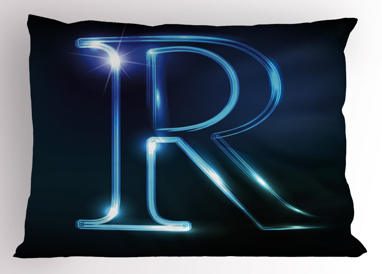 Letter R Pillow Sham Writing Language with Futuristic Design Elements