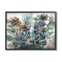 Stupell Overlapping Flower Sprigs Modern Shapes Abstract Painting Black Framed Art Print Wall Art