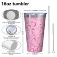 thumbnail image 4 of 16oz Tumblers Pink Breast Cancer Stainless Steel Vacuum Insulated Double Wall Travel Tumbler Cups Mug with Lid and Straw,Cleaning Brush for Coffee,Tea, 4 of 4