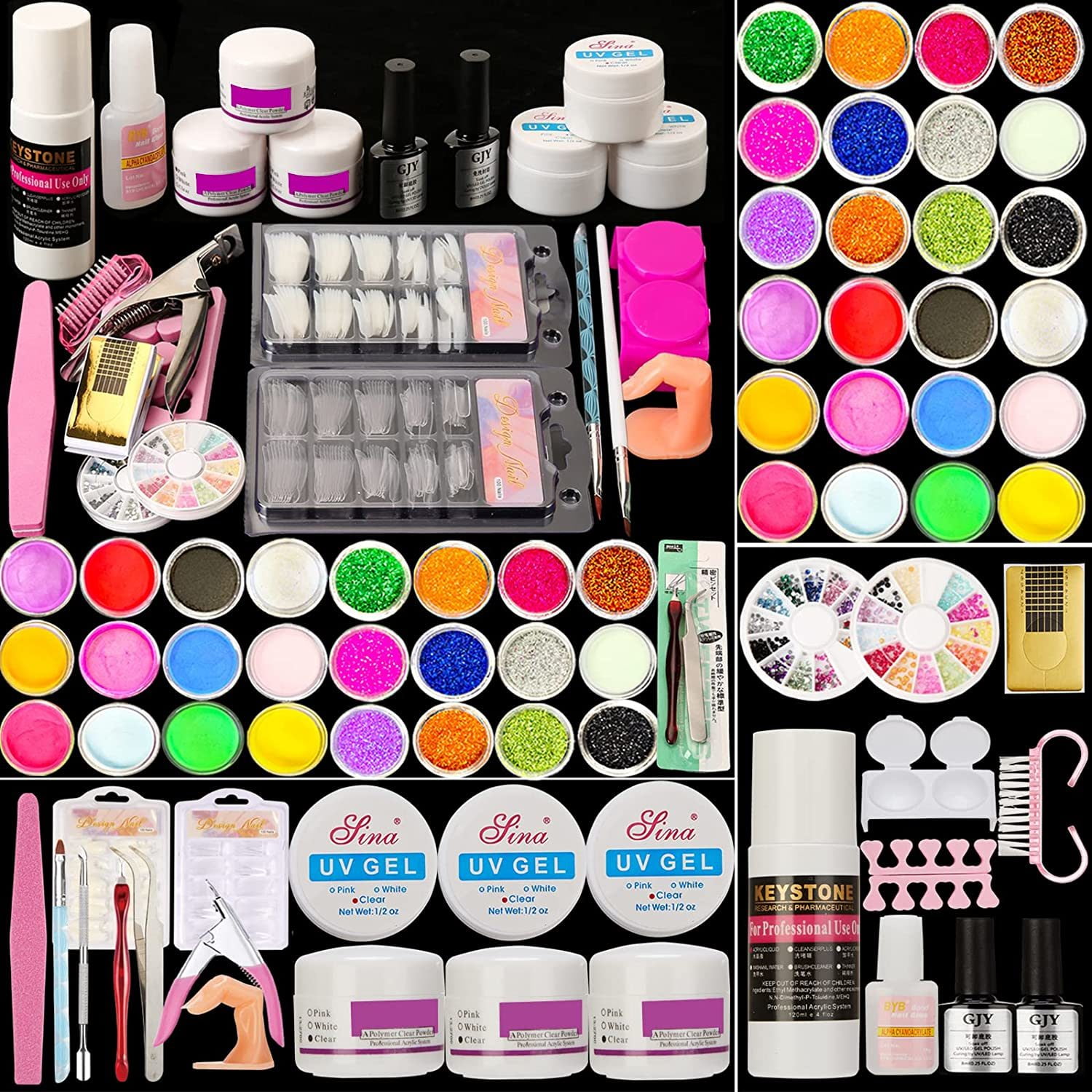 Acrylic Nail Kit Portable With Everything Professional Acrylic Nails Complete Set Pearl Nails