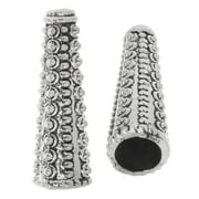 Lead-Free Pewter, Bumpy Bead Caps 30x10mm, 2 Pieces, Antiqued Silver