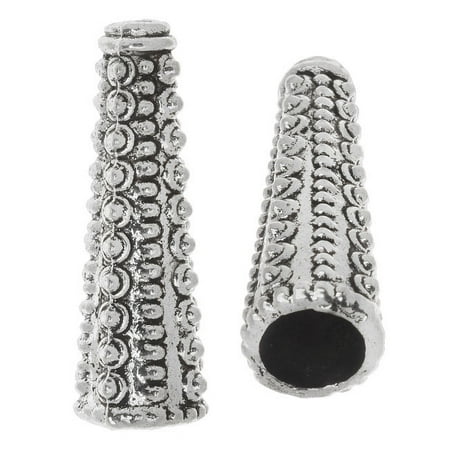 Lead-Free Pewter, Bumpy Bead Caps 30x10mm, 2 Pieces, Antiqued Silver