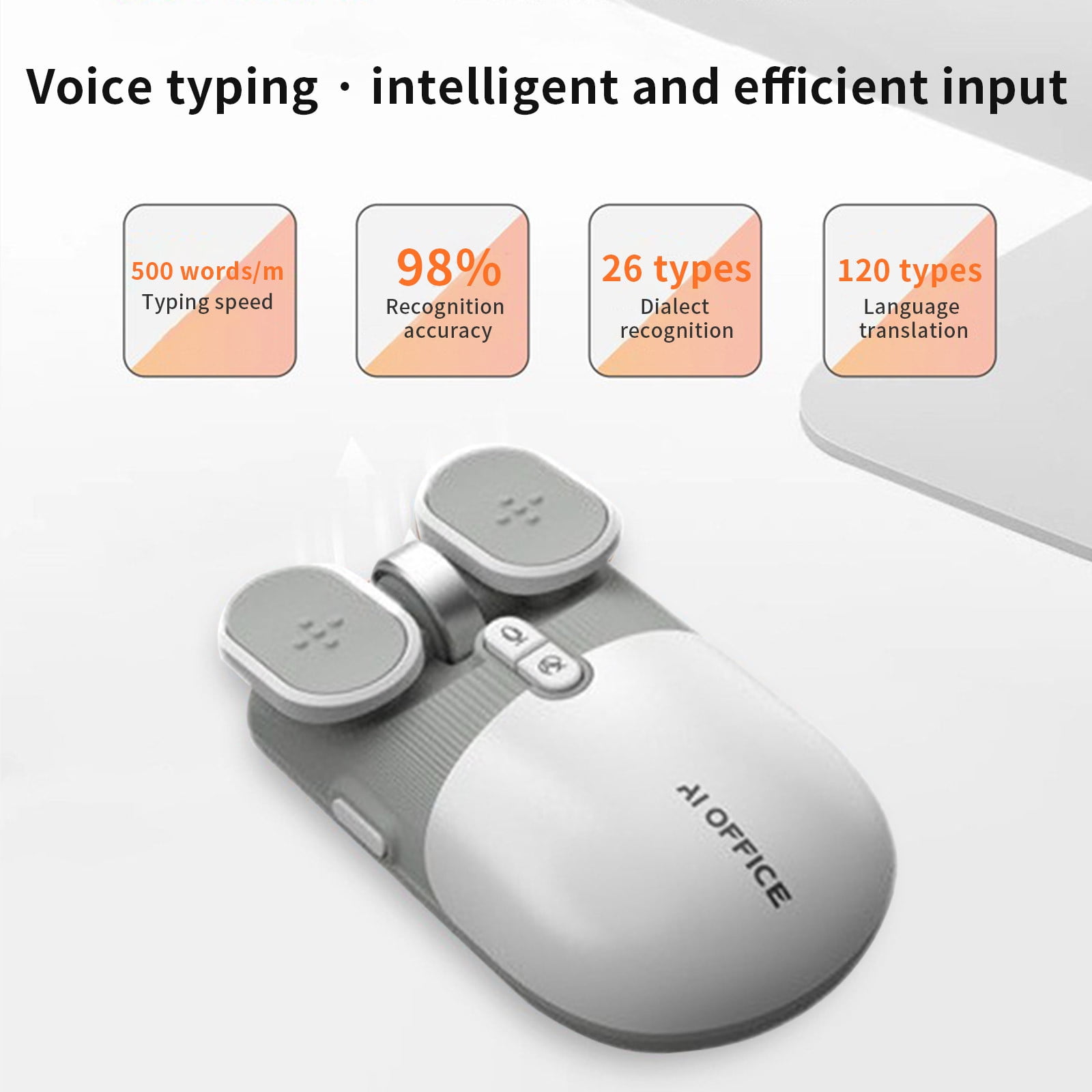 AI Voice Control Wireless Mouse with Multi-Language Translation and Macro Programming, Bluetooth 5.0 2.4G Dual Mode Rechargeable Mouse for Laptop PC