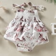 thumbnail image 5 of Douhoow Easter Baby Girl Romper Infant Flower Printed Sleeveless Buttons One Piece Jumpsuit, 5 of 8