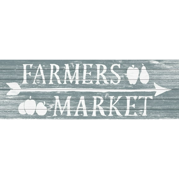 Marmont Hill Farmer's Market Open White Wood Wall Art, 15" x 45"