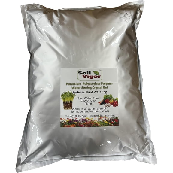 Soil Vigor Vitality Boost: Potassium Polymer Moisture Management, Sustainable Soil Health & Plant Growth Boost (20 Pounds (1 Bag))