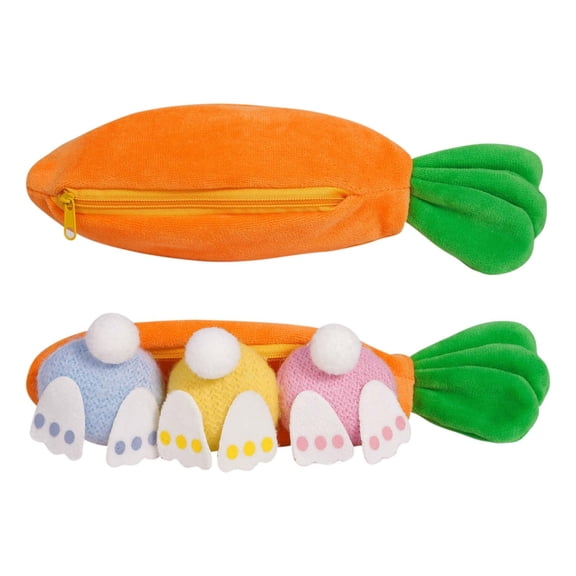 Easter Bunny Stuffed Animal Hide-and-Seek Three Bunnies in Carrot Pouch Easter Bunny Plush Hidden Bunny Rabbit Doll Zip Up Carrot Bunny Purse Easter Toy for Kids