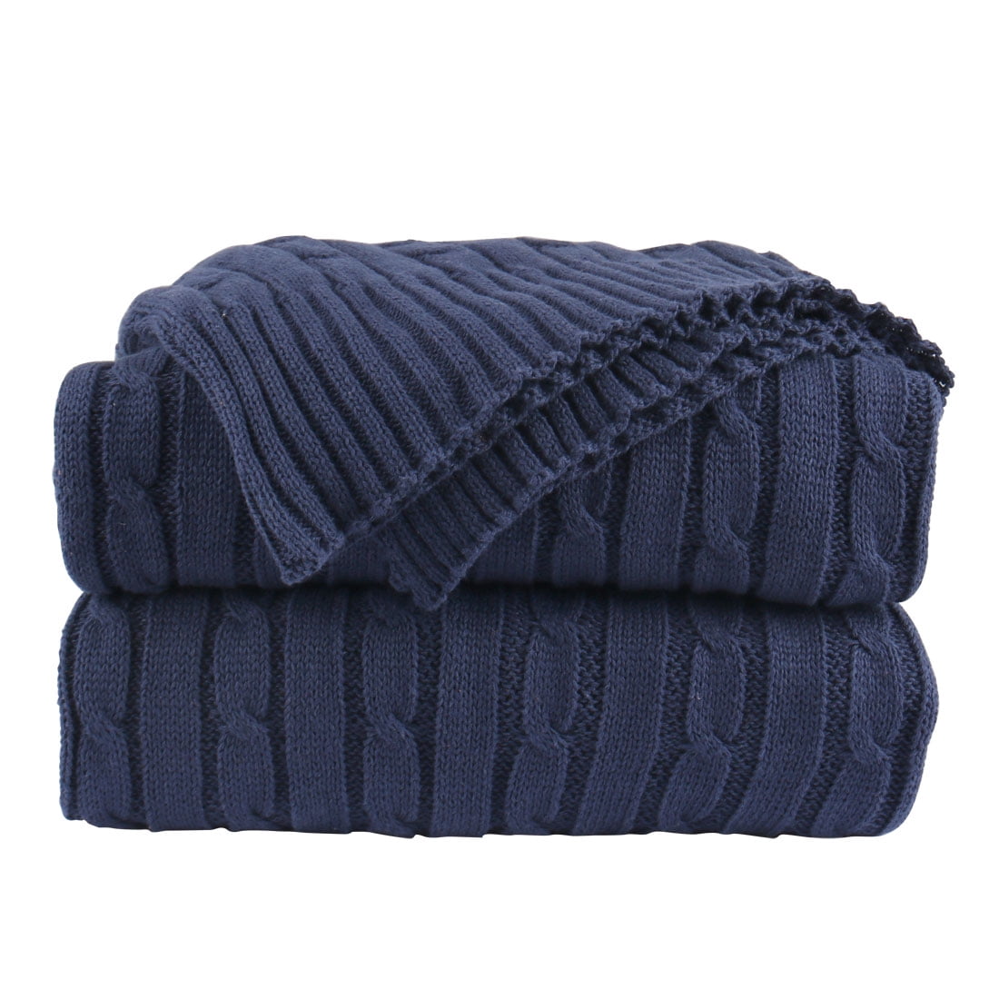 Unique Bargains Soft Warm 100 Cotton Cable Knit Throw Blanket