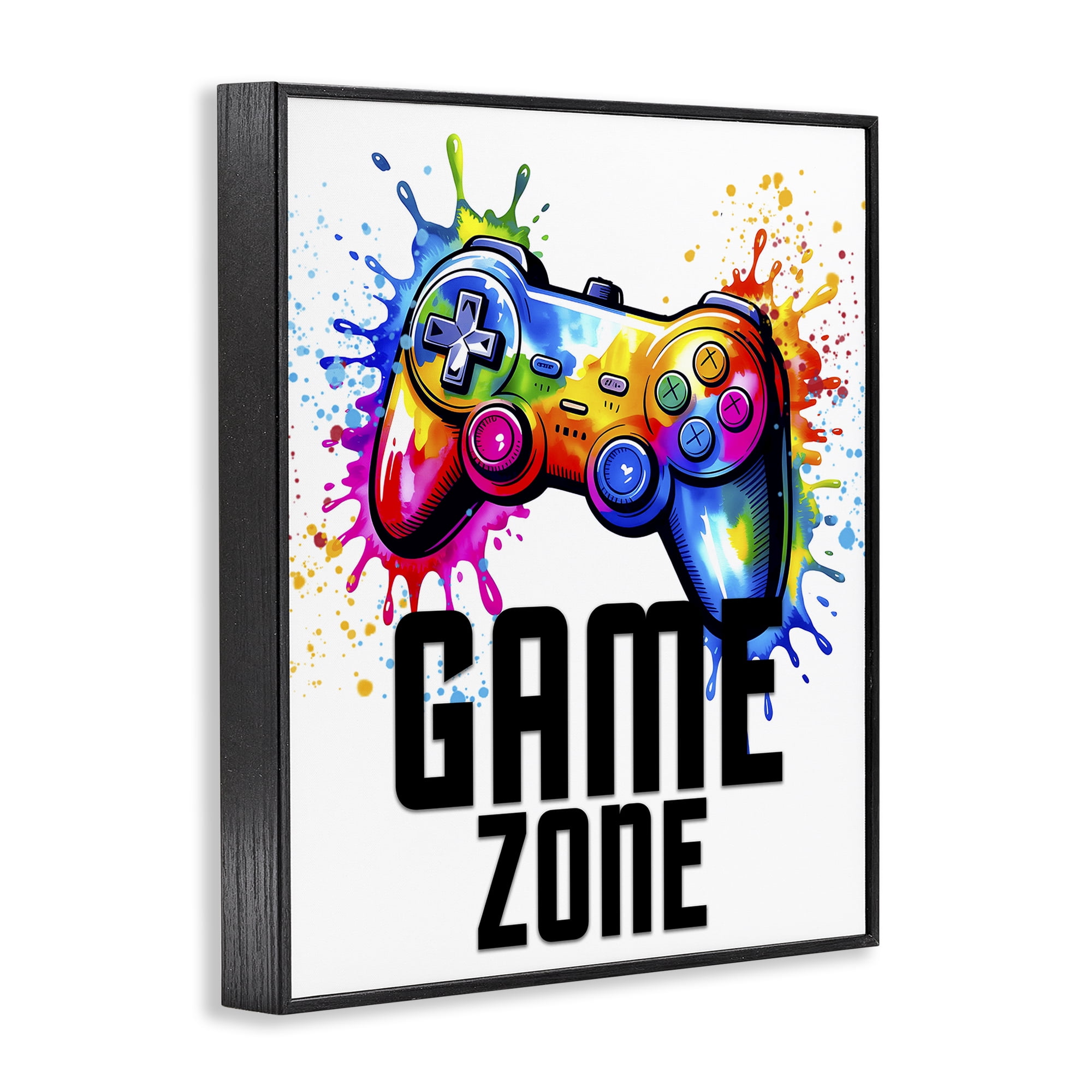 Stupell Industries Game Zone Bright Splash Black Framed Giclee Art, design by Kim Allen
