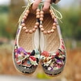 thumbnail image 6 of Quaouag Women's Beading Round Toe Embroidered Shoes Lace Up Colorful Casual Flats Shoes, 6 of 6