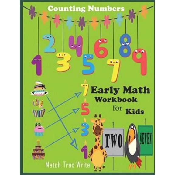 Pre-Owned Early Math Workbook for Kids Counting Numbers Match, Tracing, Write: Number Counting, Match, Tracing 0-9, Draw a Line to Its' Name