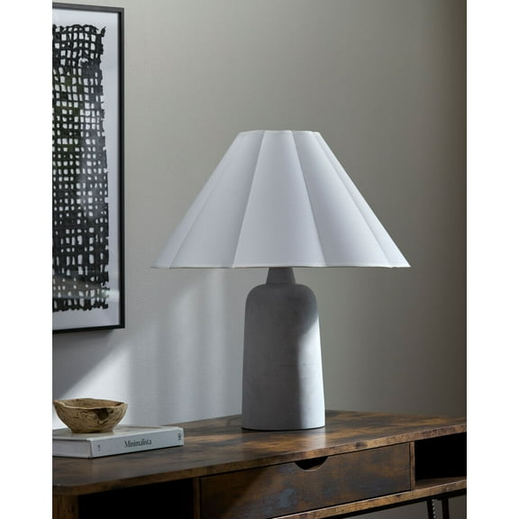 Livabliss Table Lamps, 21" Coja Traditional Bedside Nightstand Table Lamp for Bedroom Living Room Office, Gray Body with White Shade (21"H x 19"W x 19"D)