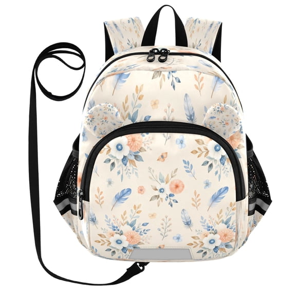Kid's Toddler Backpack with Safety Leash Lightweight Bookbag with Reflective Strips Fresh Floral Bouquet Pattern Small