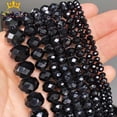 thumbnail image 2 of Cuentas de cristal de vidrio negro facetado, cuentas espaciadoras sueltas para hacer joyas, pulseras, collares, hebras de 4/6/8/10/12/14 mm, 2 of 5