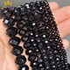 thumbnail image 2 of Cuentas de cristal de vidrio negro facetado, cuentas espaciadoras sueltas para hacer joyas, pulseras, collares, hebras de 4/6/8/10/12/14 mm, 2 of 5