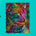 thumbnail image 2 of Colorful Cat Portrait | Cat Lover Owner | Dean Russo Art Animal Lover Womens Slim Fit Junior Tee, Tahiti Blue, M, 2 of 5