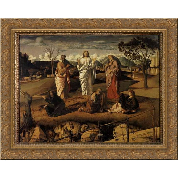 Transfiguration of Christ 24x20 Gold Ornate Wood Framed Canvas Art by Bellini, Giovanni