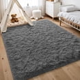 thumbnail image 3 of Nefoso Shag Area Rug, 6ft x 9ft Soft Fluffy Area Rugs for Living Room Bedroom Decor Carpet, Dark Gray, 3 of 10