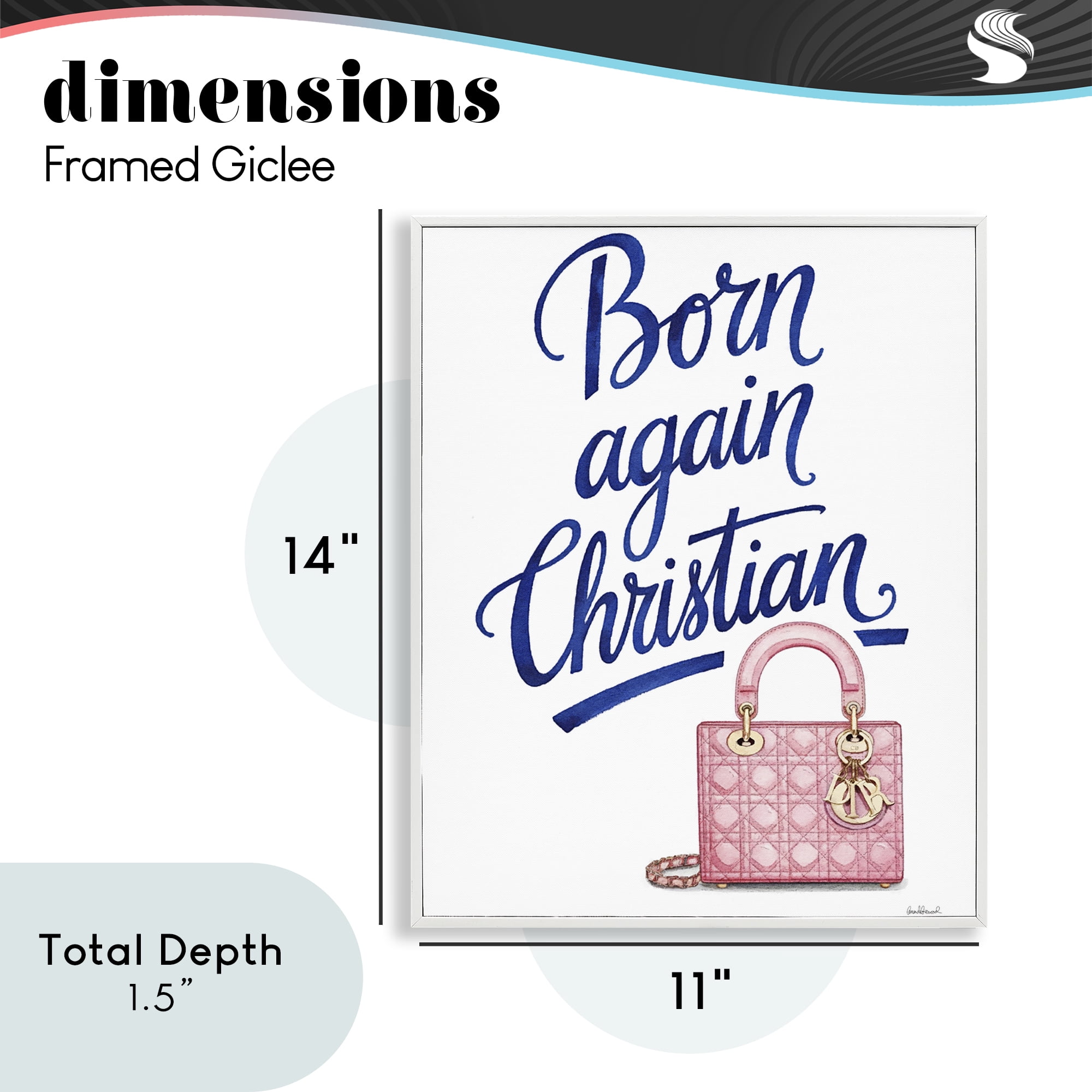 Glam Born Again Christian White Framed Giclee Art, design by Amanda Greenwood
