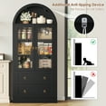 thumbnail image 5 of Hiphuta 70" Tall Arched Kitchen Pantry Storage Cabinet with Glass Doors, Freestanding Modern Farmhouse Hutch Cupboard with 2 Large Drawers, for Kitchen Dining Room, Black, 5 of 9