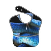 Bingfone Mess-Proof Baby Bib - Waterproof Bib For Baby Boy Or Girl With Food Catcher Pocket, Unisex-Blue Viper Snake