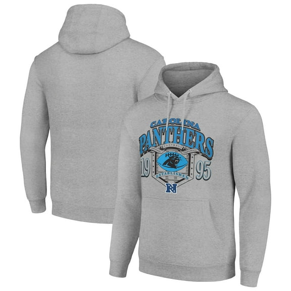 Men's Starter Heather Gray Carolina Panthers 80s Retro Pullover Hoodie
