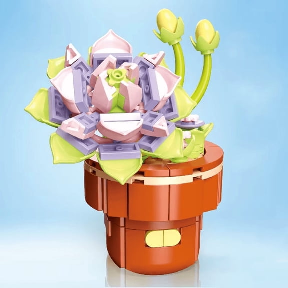 Wizardi Luna Lian Plant Building Brick Kit F07N11-25-14 ‚Äì Artificial Botanical Flower Potted Plant Toy, Eco-Friendly ABS Plastic 113 Pcs, 3.1x3.1x6.3 Desktop Decor for Adults & Teens