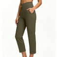 thumbnail image 5 of Ashirexll High Waisted Pants for Women Fall Fashion Golf Straight Button Closure Work Pants with Side Pockets for Outdoor, 5 of 6