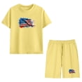 thumbnail image 6 of Kids Yellow Patriotic USA Flag T-Shirt and Shorts 2 Piece Matching Set for 4th of July, Unisex for Kids Boys Girls,Size 4 T, 6 of 9