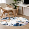 thumbnail image 4 of Round Rug 4Ft Washable Non-Slip, Vintage Blue Floral Circle Area Rugs for Living Room Bedroom, Farmhouse Watercolor Flower Butterflies Indoor Floor Mats Carpet Runner for Home Decor Aesthetic, 4 of 8