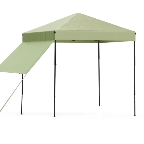 7x7 Ft Pop Up Canopy Tent, Instant One-Person Setup, Heavy-Duty Commercial Shelter with Waterproof Top, Adjustable Height, Includes Roller Bag & Sandbags for Beach, Markets, Outdoor Events, Green