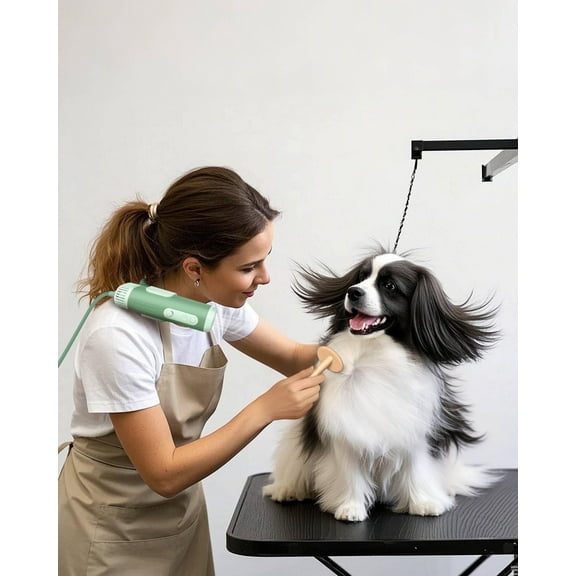 L&W BROS. Hands-Free Dog Dryer, Professional Pet Grooming Dryer for Dogs & Cats, 5 Heat & 3 Speed, Groomer Partner, Fur Care Level (Green)