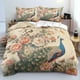 thumbnail image 1 of Funda nórdica Queen Juego de cama de plumas de pavo real Rojo Flor Animal Tema Edredón, 1 of 6