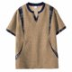 thumbnail image 2 of Camiseta de Cuello en V de Manga Corta para Hombres con Empalme a Damas, Tejido de Punto Ligero para Ropa Callejera Y Desgaste Casual, 2 of 9