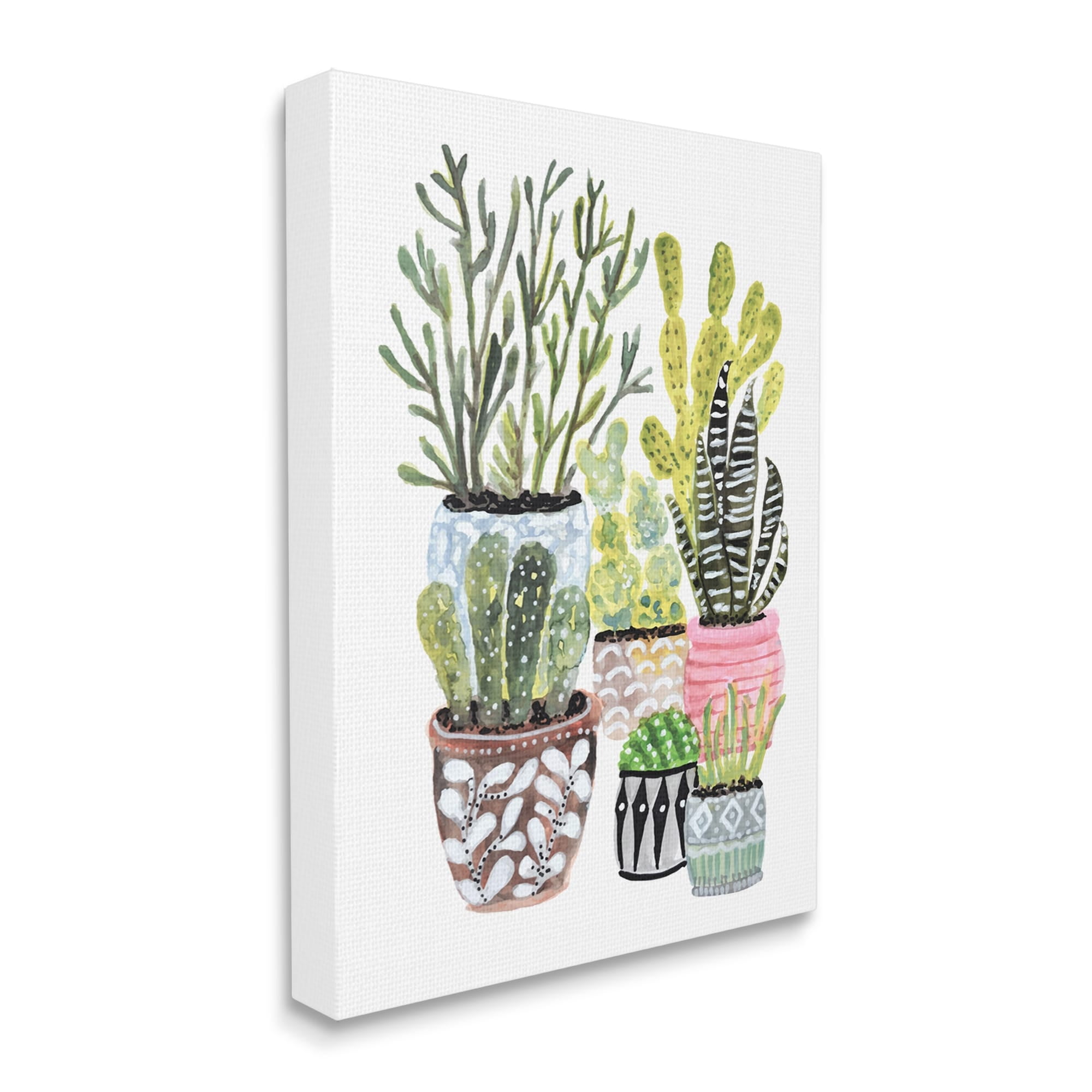 Stupell Various Cactus House Plants Botanical & Floral Painting Gallery Wrapped Canvas Print Wall Art