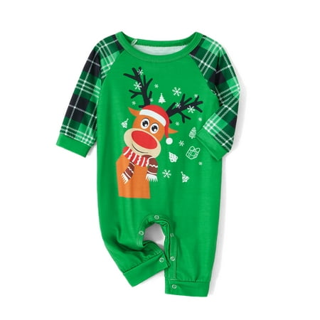 

Pudcoco Family Christmas Pajamas Long Sleeve Deer Tops Plaid Pants Set