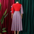 thumbnail image 5 of AURA Plus Size Printed Patchwork A Line Midi Dress Round Neck 3 4 Sleeve High Waist Elegant Work Dress, 5 of 10